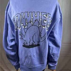 ASOS Design Size Medium purple crew sweatshirt with dinosaur graphic “MONSTER”